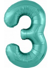 Фольгированный шар с гелием "Цифра 3, Бискайский зеленый" 102 см
